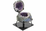 Amethyst Jewelry Box Geode With Calcite On Metal Stand #116279-5